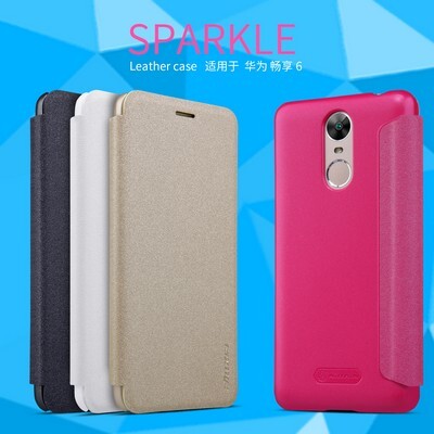 Полиуретановый чехол книга Nillkin Sparkle Leather Case Gold для Huawei Enjoy 6(4)