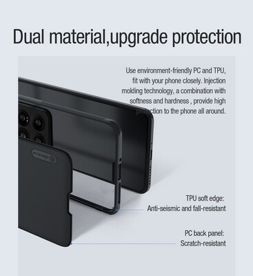 Пластиковый чехол с пластиной Magsafe Nillkin Super Frosted Shield Pro Magnetic Case Черный для Xiaomi 14 Pro(3)