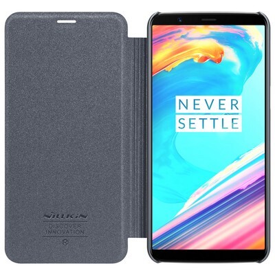 Полиуретановый чехол книга Nillkin Sparkle Leather Case Black для OnePlus 5T(3)