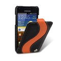 Кожаный чехол книга Melkco Leather Case Black/Orange LC для Samsung i9070 Galaxy S Advance(#1)