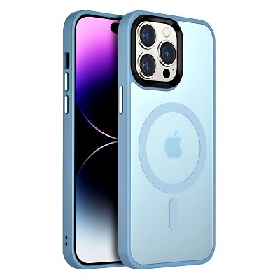 Защитный чехол TPU+PC Iron Matte Case with Magsafe голубой для Apple iPhone 12 Pro Max(1)