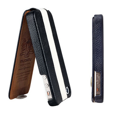 Кожаный чехол Nuoku Flip Series Black/White для Apple iPhone 4/4S(4)