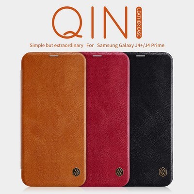 Кожаный чехол Nillkin Qin Leather Case Черный для Samsung J4 Plus (2018)(4)