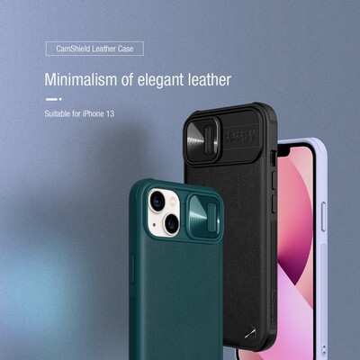 Силиконовая накладка Nillkin CamShield Leather Case Черная для Apple iPhone 13(8)