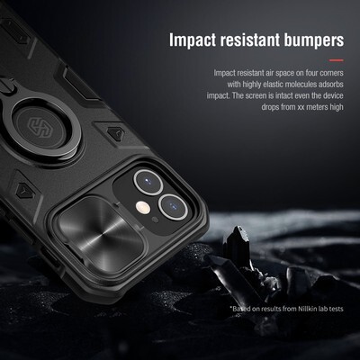 Противоударная-накладка Nillkin CamShield Armor зеленая для Apple iPhone 12 mini(7)