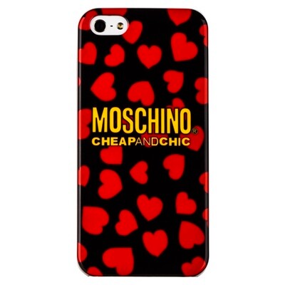 Пластиковый чехол накладка Moschino Red Hearts для Apple iPhone 5/5s/SE(1)