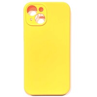 Силиконовый чехол Silicone Case с закрытым низом и защитой камеры желтый для Apple iPhone 14 Plus