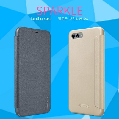 Полиуретановый чехол книга Nillkin Sparkle Leather Case Black (Черный) для Huawei Nova 2S(5)