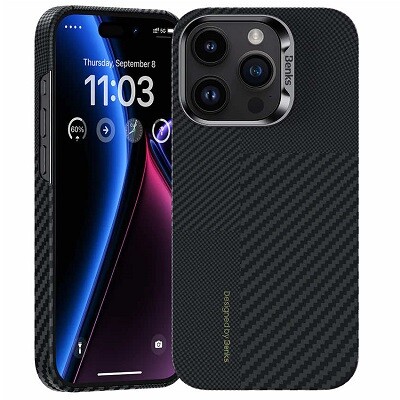 Ультратонкий карбоновый чехол Benks Montage ArmorAir with Kevlar черный для Apple iPhone 15 Pro Max(1)