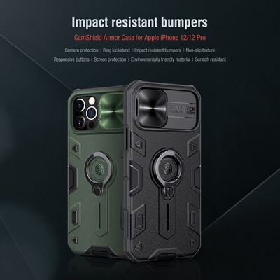 Противоударная-накладка Nillkin CamShield Armor черная для Apple iPhone 12 Pro(9)