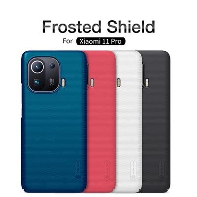 Пластиковый чехол с подставкой Nillkin Super Frosted Shield Черный для Xiaomi 11 Pro(6)