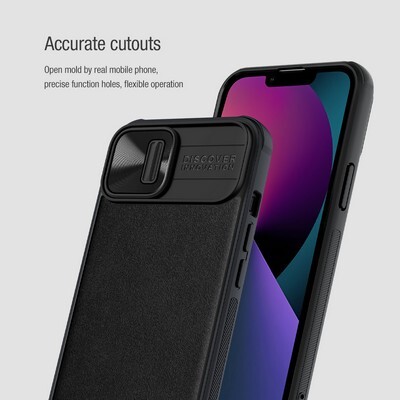 Силиконовая накладка Nillkin CamShield Leather Case Черная для Apple iPhone 13(7)