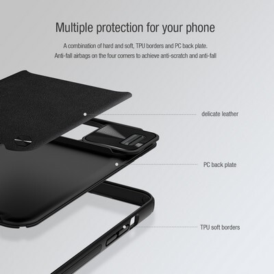 Силиконовая накладка Nillkin CamShield Leather Case Черная для Apple iPhone 13 Pro Max(6)