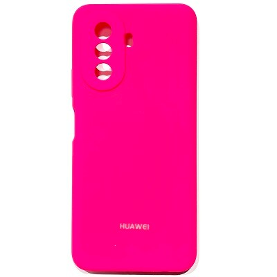 Силиконовый чехол Silicone Case с закрытым низом и защитой камеры ярко-розовый для Huawei Nova Y70(1)