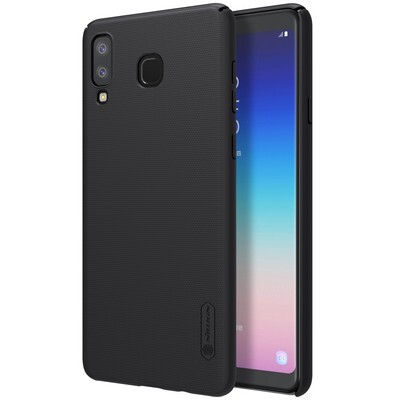 Пластиковый чехол с подставкой Nillkin Super Frosted Shield Черный для Samsung Galaxy A8 Star(3)