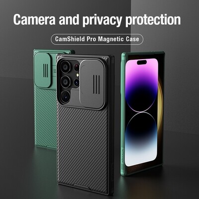 Чехол-накладка с пластиной Magsafe Nillkin CamShield Pro Magnetic Черная для Samsung Galaxy S24 Ultra(9)