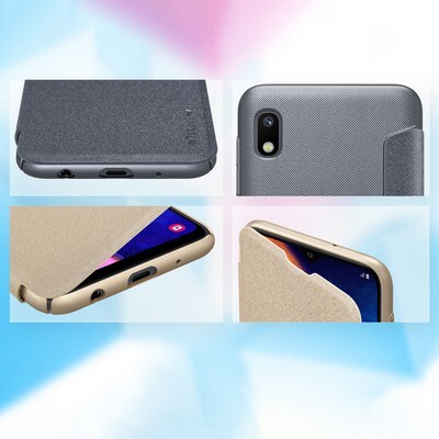 Полиуретановый чехол книга Nillkin Sparkle Leather Case Черный для Samsung Galaxy A10(4)