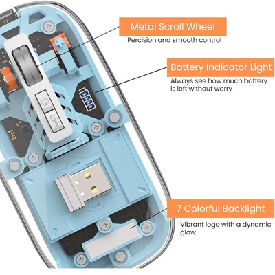 Беспроводная мышь Wiwu Crystal Magnetic Wirless Mouse WM105 голубая(3)