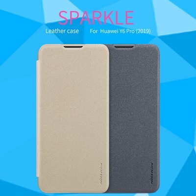 Полиуретановый чехол книга Nillkin Sparkle Leather Case Черный для Huawei Y6 Pro 2019(5)