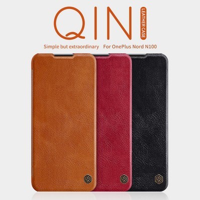 Кожаный чехол Nillkin Qin Leather Case Черный для OnePlus Nord N100(5)