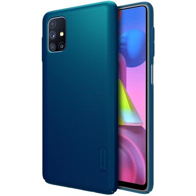 Пластиковый чехол с подставкой Nillkin Super Frosted Shield Синий для Samsung Galaxy M51(3)