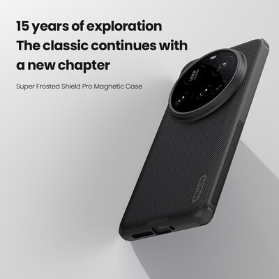 Пластиковый чехол с пластиной Magsafe Nillkin Super Frosted Shield Pro Magnetic Case Черный для Xiaomi 15 Ultra(9)