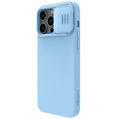 Силиконовая накладка с пластиной Magsafe Nillkin CamShield Silky Magnetic Silicone Case Голубая для Apple iPhone 14 Pro(3)