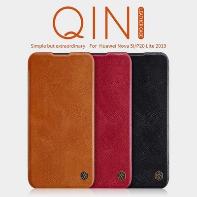 Кожаный чехол Nillkin Qin Leather Case Черный для Huawei P20 Lite 2019 (Nova 5i)(5)
