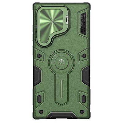Противоударная-накладка с пластиной MagSafe Nillkin CamShield Armor Prop Magnetic Case Зеленая для Samsung Galaxy S24 Ultra(1)