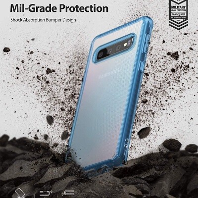 Чехол бампер Ringke Fusion Series прозрачно-синий для Samsung Galaxy S10 Plus(7)