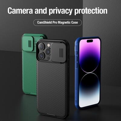 Чехол-накладка с пластиной Magsafe Nillkin CamShield Pro Magnetic Фиолетовая для Apple iPhone 15 Pro Max(9)