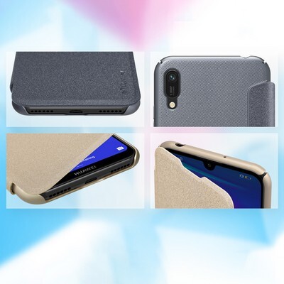 Полиуретановый чехол книга Nillkin Sparkle Leather Case Черный для Huawei Y6 Pro 2019(4)