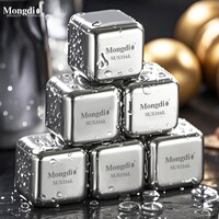 Многоразовые металлические кубики для охлаждения напитков (из нержавеющей стали с термогелем) Mongdio SUS316L 8шт