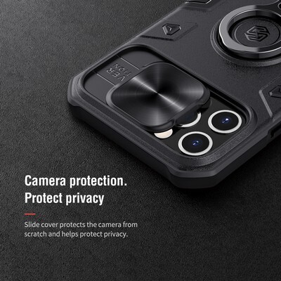 Противоударная-накладка Nillkin CamShield Armor черная для Apple iPhone 12 Pro(6)