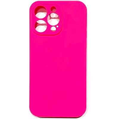 Силиконовый чехол Silicone Case с закрытым низом и защитой камеры ярко-розовый для Apple iPhone 14 Pro(1)