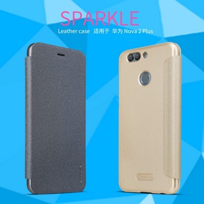 Полиуретановый чехол книга Nillkin Sparkle Leather Case Gold для Huawei Nova 2 Plus(5)