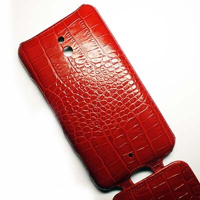 Кожаный чехол Abilita Leather Case Red Crocodile для Nokia Lumia 1320(4)