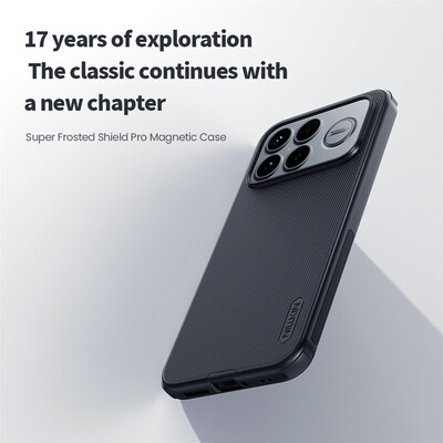 Пластиковый чехол с пластиной Magsafe Nillkin Super Frosted Shield Pro Magnetic Case черный  для Xiaomi Poco F8 Ultra(7)