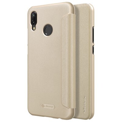 Полиуретановый чехол книга Nillkin Sparkle Leather Case Золотой для Huawei P20 Lite(4)