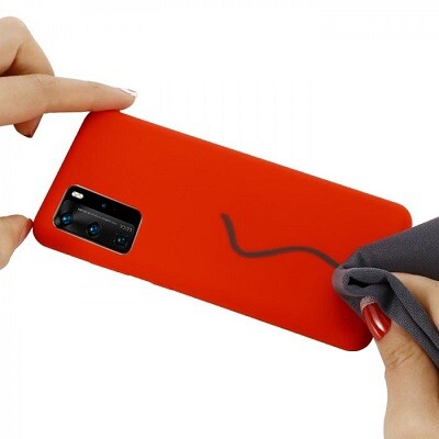 Силиконовый чехол Silicone Case красный для Huawei P40(4)