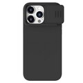 Силиконовая накладка с пластиной Magsafe Nillkin CamShield Silky Magnetic Silicone Case Черная для Apple iPhone 15 Pro Max(#1)
