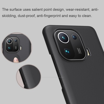Пластиковый чехол с подставкой Nillkin Super Frosted Shield Черный для Xiaomi 11 Pro(5)