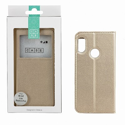 Полиуретановый чехол-книга на основе из силикона Hide Book Case золотой для Samsung Galaxy A40(4)