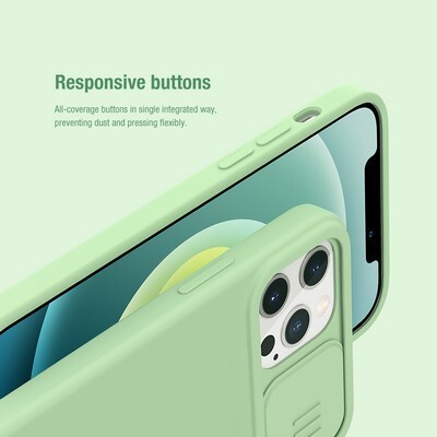 Силиконовая накладка с пластиной Magsafe Nillkin CamShield Silky Magnetic Silicone Case Зеленая для Apple iPhone 12 Pro Max(9)