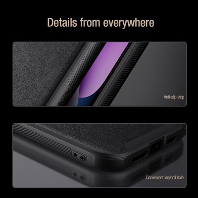Силиконовая накладка c пластиной MagSafe Nillkin CamShield Leather Case S Синяя для Apple iPhone 14 Plus(7)
