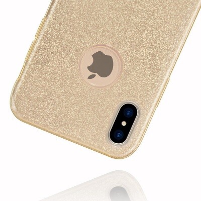 Силиконовый чехол Glitter Cover золотистый для Apple iPhone Xs(2)