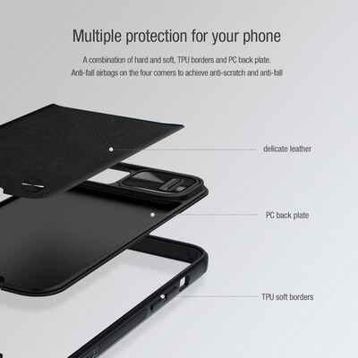 Силиконовая накладка Nillkin CamShield Leather Case Черная для Apple iPhone 13(6)