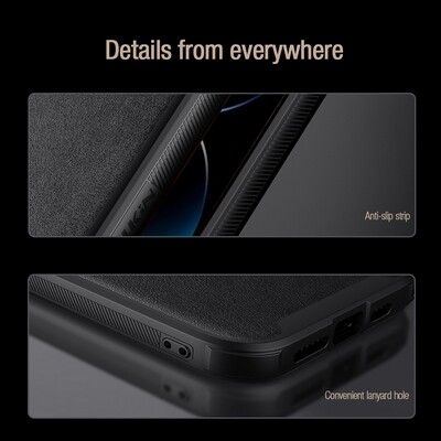 Силиконовая накладка c пластиной MagSafe Nillkin CamShield Leather Case S Синяя для Apple iPhone 14 Pro(7)