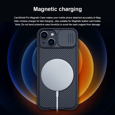 Чехол-накладка с пластиной Magsafe Nillkin CamShield Pro Magnetic Черная для Apple iPhone 14 Plus(4)