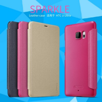 Полиуретановый чехол книга Nillkin Sparkle Leather Case Gold для HTC U Ultra(4)